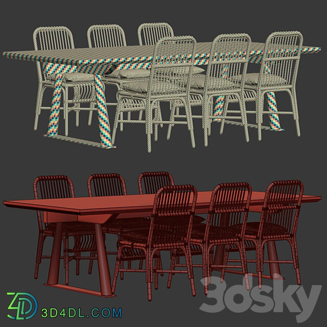 Outdoor garden furniture set v03 Garden furniture set Table Chair 3D Models