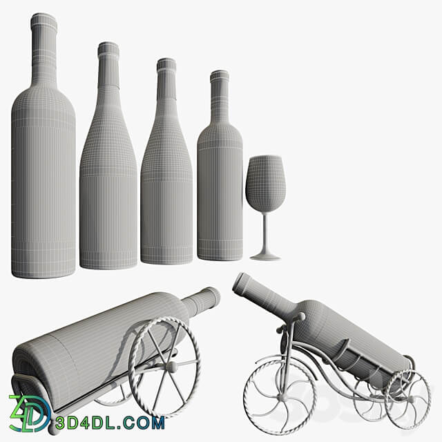 wine bottle set 13 3D Models