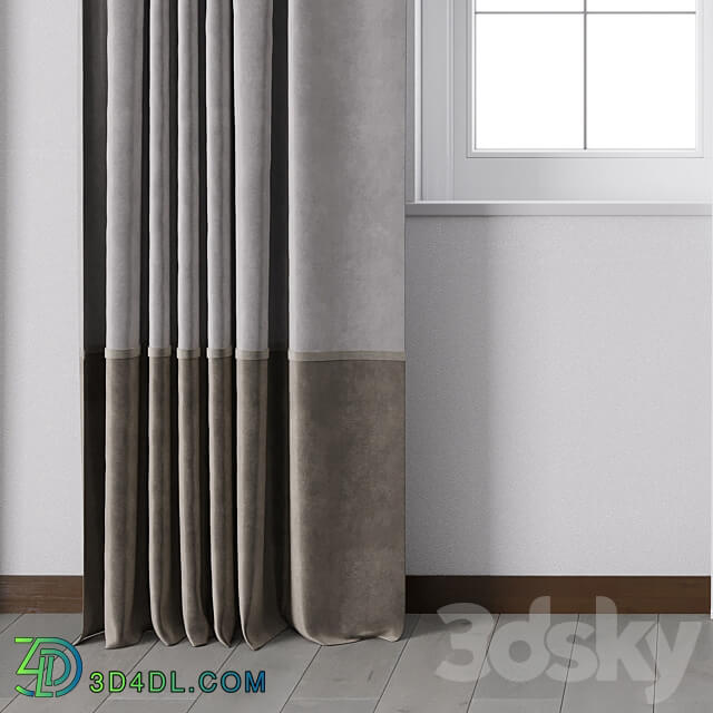 Curtain with metal curtain rod metal blind 05 3D Models