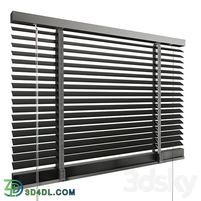 Curtain with metal curtain rod metal blind 05 3D Models