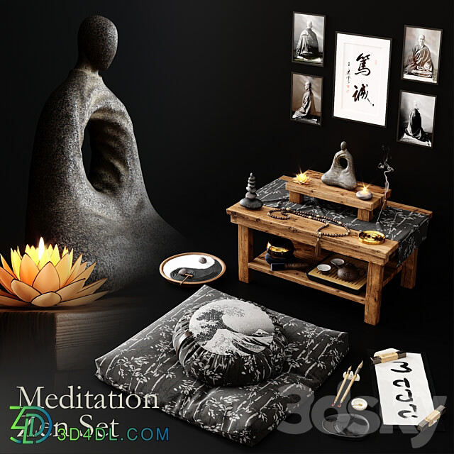 Meditation Zen Set 3D Models