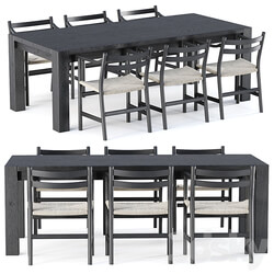 Carl Hansen furniture set v17 Garden furniture set Table Chair 3D Models 