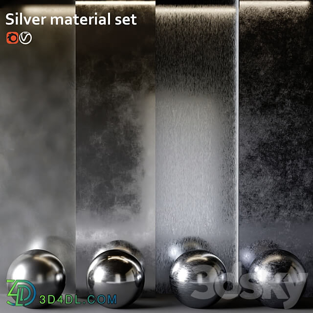 Silver material set 3D Models