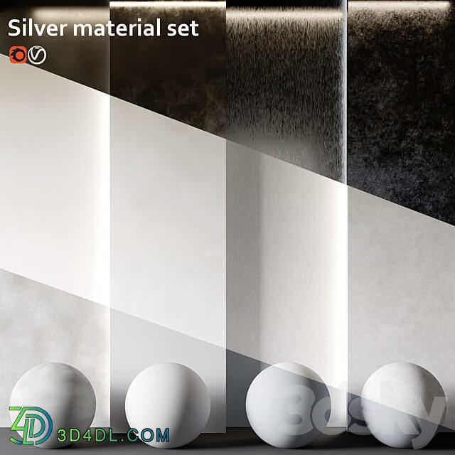 Silver material set 3D Models