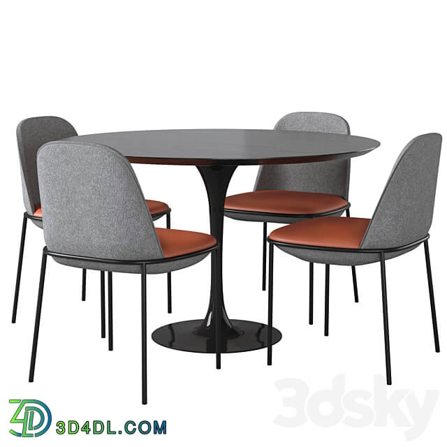 Dining table Tulip Wood II Chair Embrace by Cosmo Table Chair 3D Models