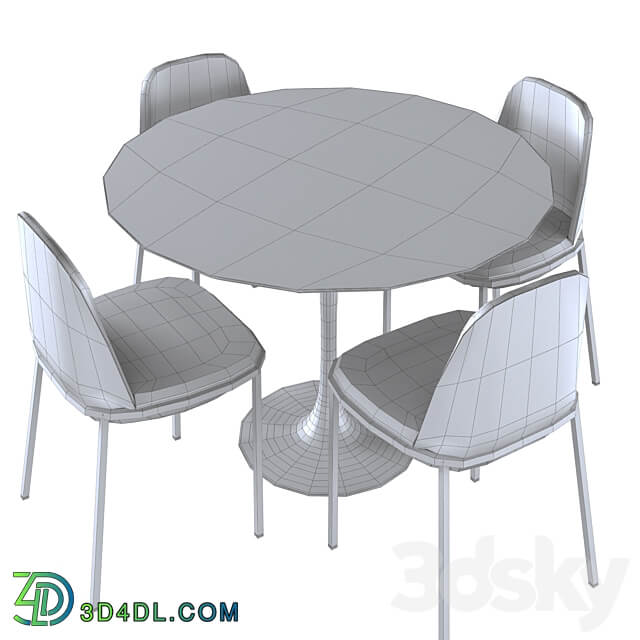 Dining table Tulip Wood II Chair Embrace by Cosmo Table Chair 3D Models