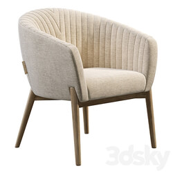 Upholstered Armchair with Channeled Back 3D Models 