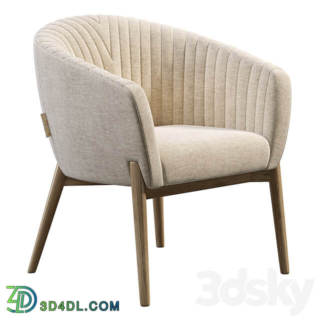 Upholstered Armchair with Channeled Back 3D Models