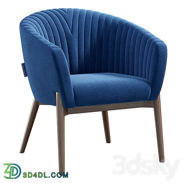 Upholstered Armchair with Channeled Back 3D Models