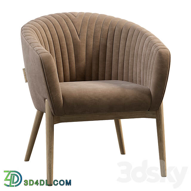 Upholstered Armchair with Channeled Back 3D Models