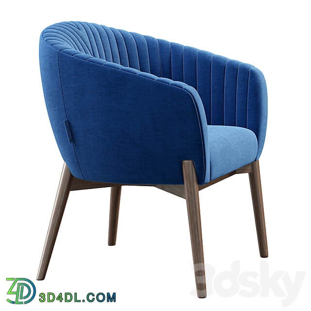 Upholstered Armchair with Channeled Back 3D Models