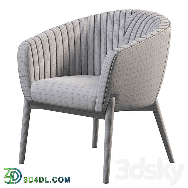 Upholstered Armchair with Channeled Back 3D Models