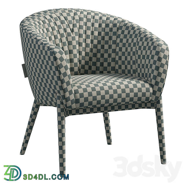 Upholstered Armchair with Channeled Back 3D Models