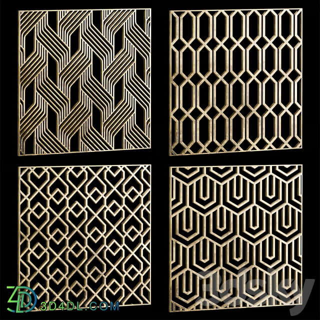 Set of square decorative panels 24 Other decorative objects 3D Models