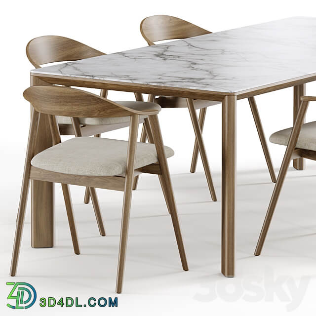 Dining set 4 by CoshLiving Kett Table Chair 3D Models