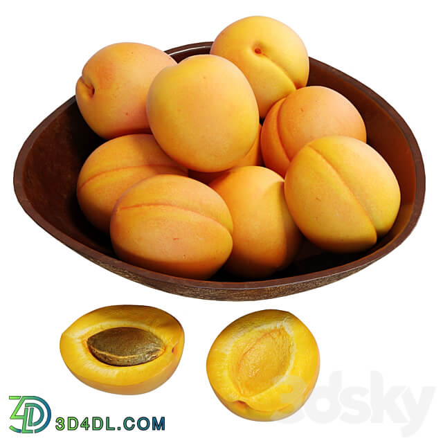 Food Set 13 Bowl with Apricots 3D Models
