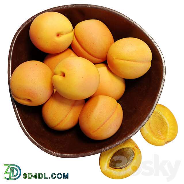 Food Set 13 Bowl with Apricots 3D Models