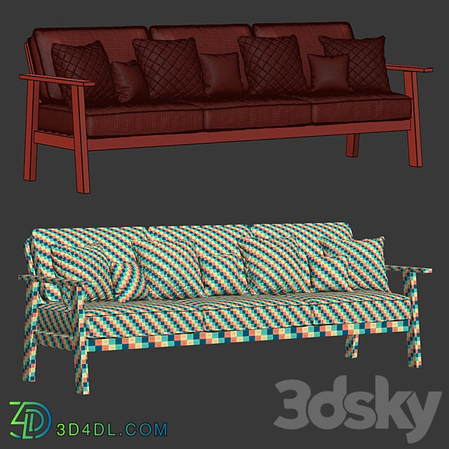 Jack garden three seater sofa Three seater garden sofa 3D Models