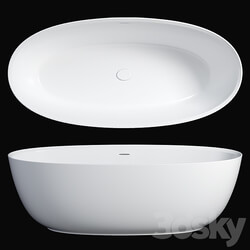 Arezzo 1700 x 800 Matt White Solid Stone Modern Double Ended Bath 3D Models 