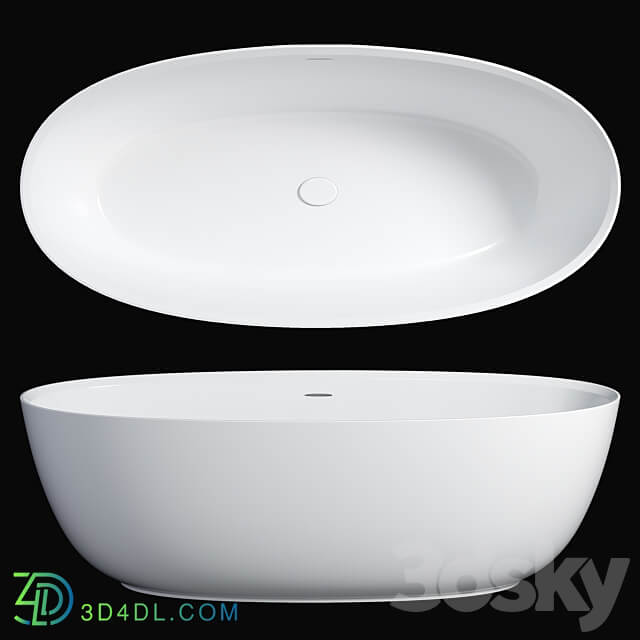 Arezzo 1700 x 800 Matt White Solid Stone Modern Double Ended Bath 3D Models