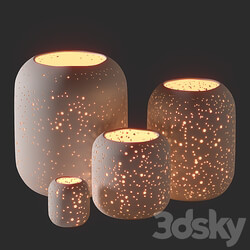 WestElm Pierced Constellation Ceramic Candleholders 3D Models 