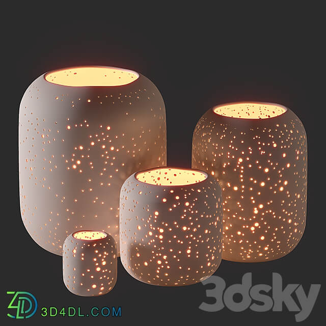 WestElm Pierced Constellation Ceramic Candleholders 3D Models