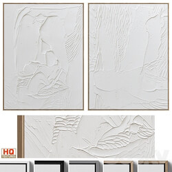 White Textural Plaster Wall Art C 438 3D Models 