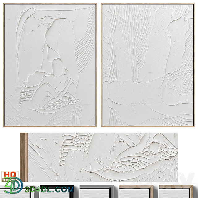 White Textural Plaster Wall Art C 438 3D Models