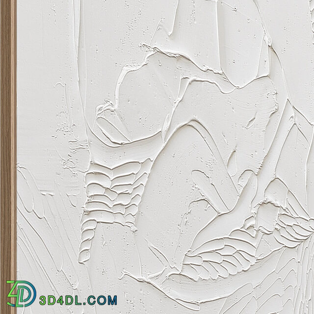 White Textural Plaster Wall Art C 438 3D Models