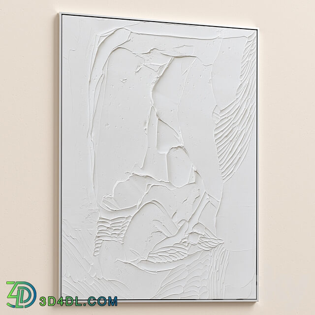 White Textural Plaster Wall Art C 438 3D Models