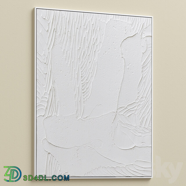 White Textural Plaster Wall Art C 438 3D Models