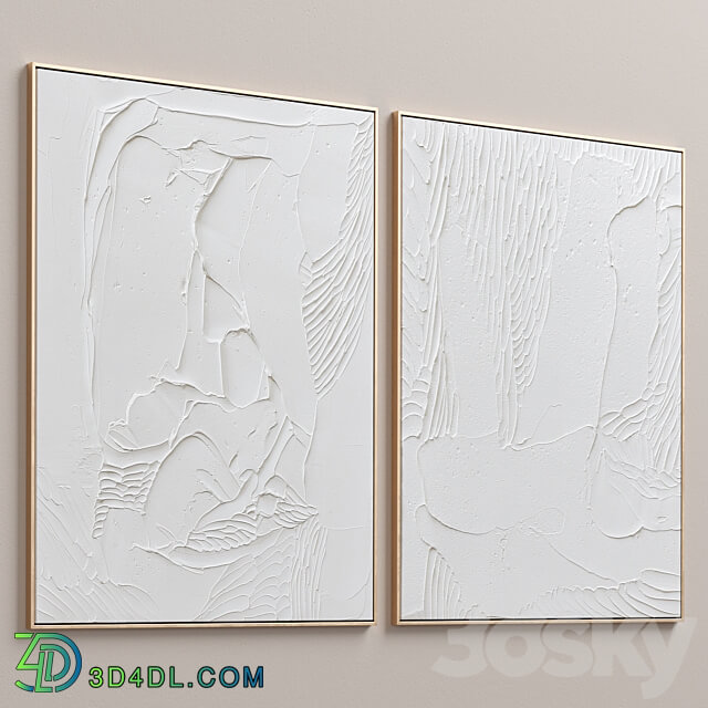 White Textural Plaster Wall Art C 438 3D Models