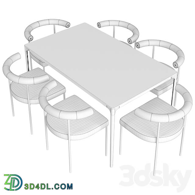 Dinning Set 48 Table Chair 3D Models