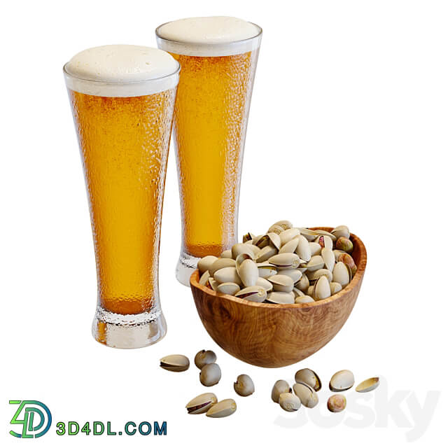 Food Set 20 Pistachios and Beer 3D Models