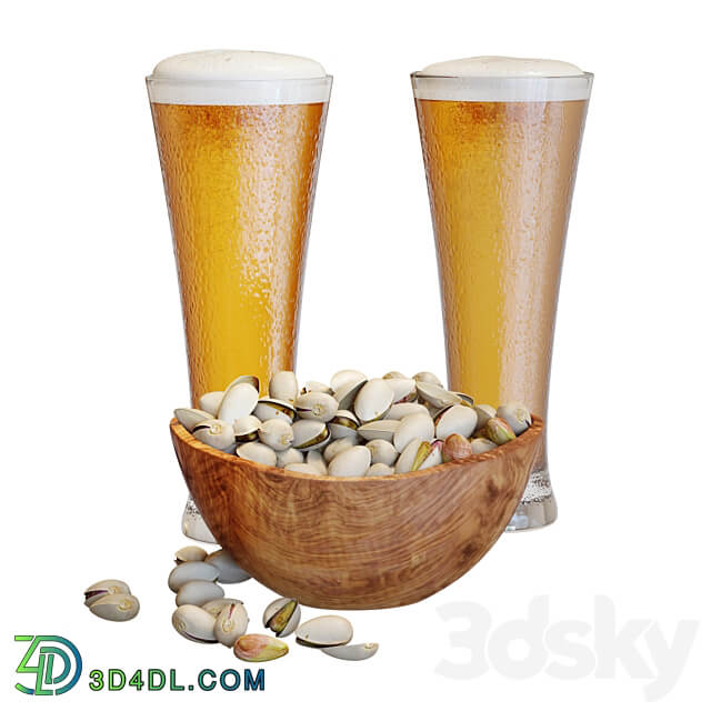 Food Set 20 Pistachios and Beer 3D Models