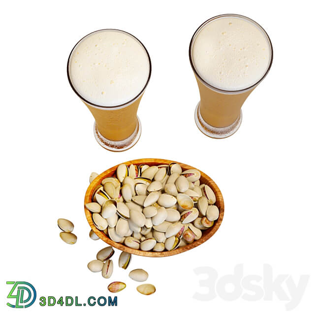 Food Set 20 Pistachios and Beer 3D Models