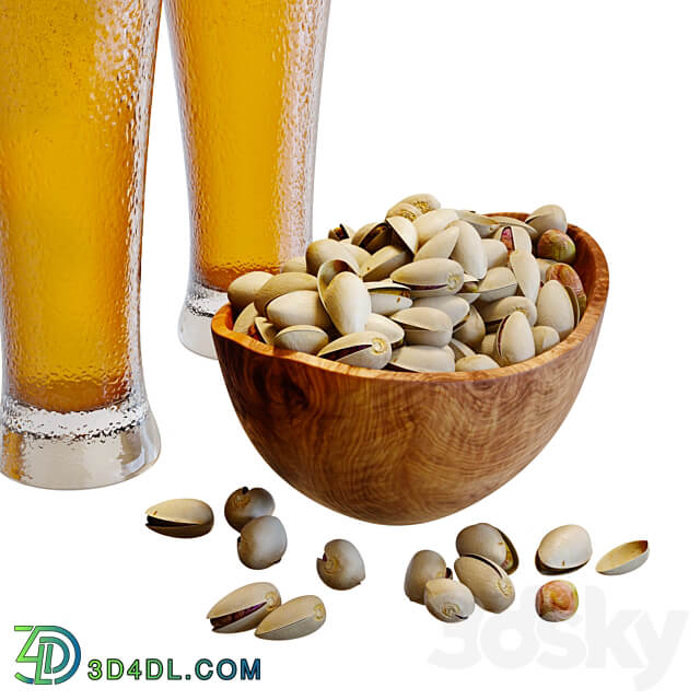 Food Set 20 Pistachios and Beer 3D Models