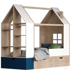 Children bed House with a rack 3D Models 