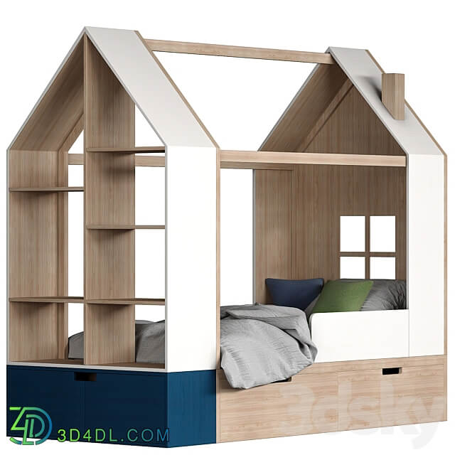 Children bed House with a rack 3D Models