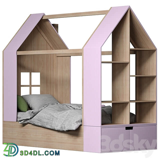 Children bed House with a rack 3D Models