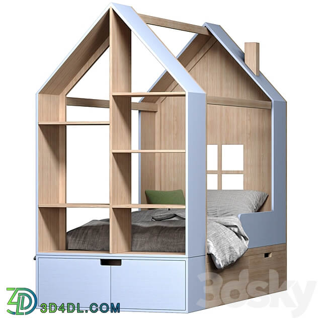 Children bed House with a rack 3D Models