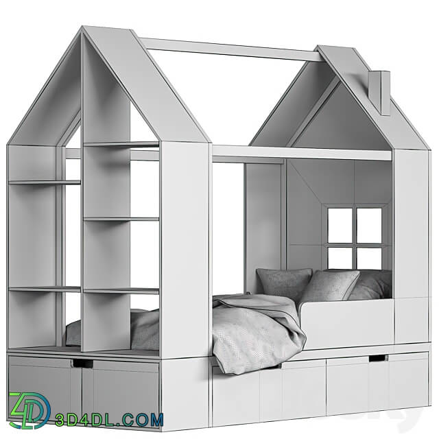 Children bed House with a rack 3D Models