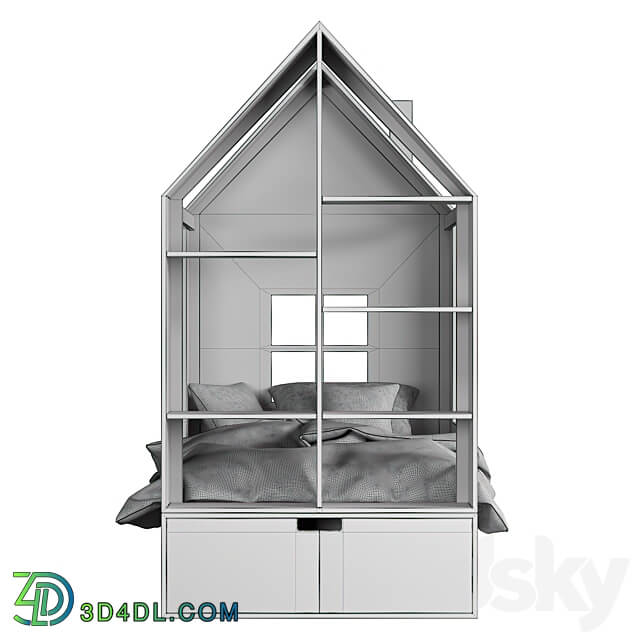 Children bed House with a rack 3D Models