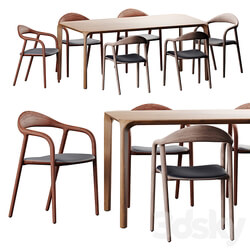 Artisan dining set Table Chair 3D Models 