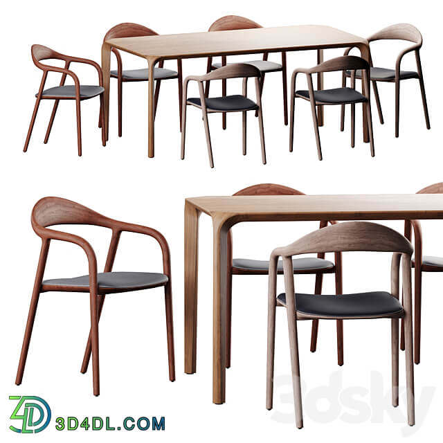 Artisan dining set Table Chair 3D Models