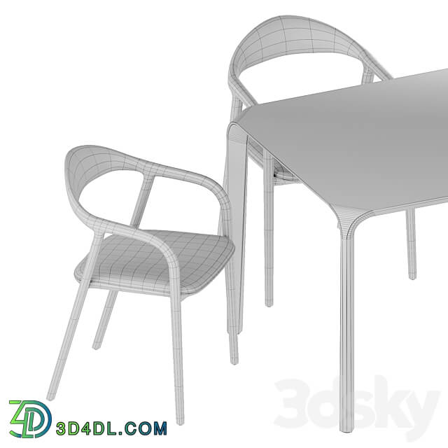 Artisan dining set Table Chair 3D Models