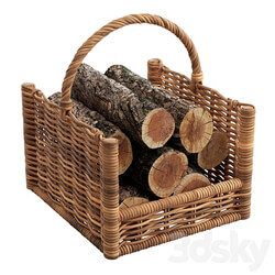 Round Rattan Log Basket Other decorative objects 3D Models 