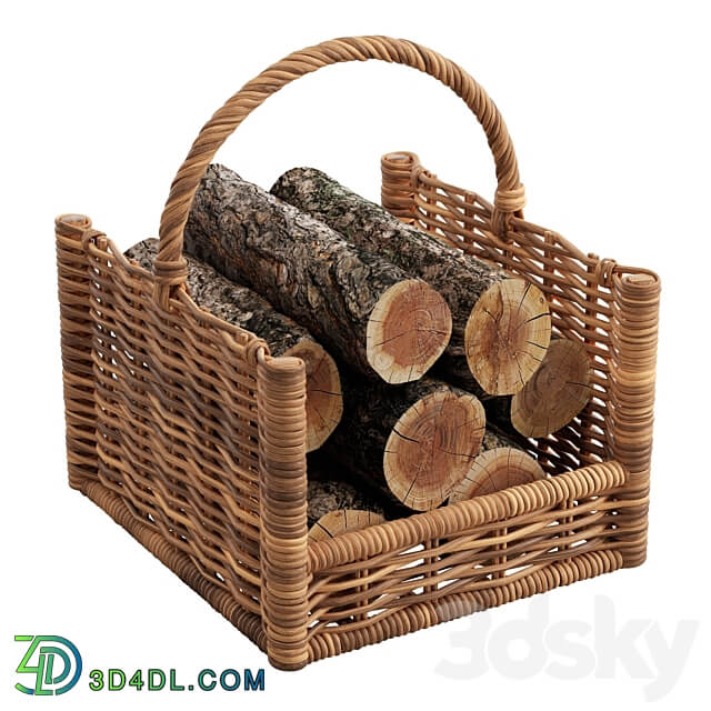 Round Rattan Log Basket Other decorative objects 3D Models