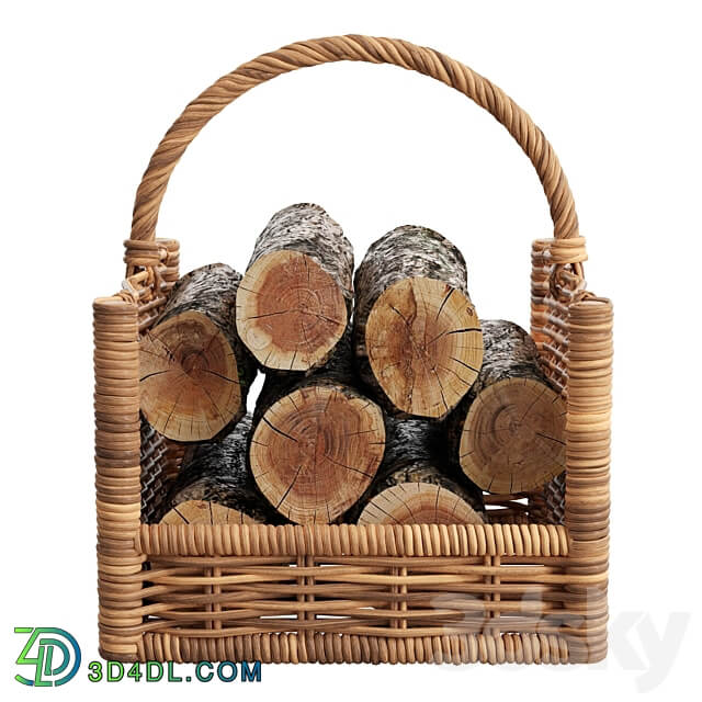 Round Rattan Log Basket Other decorative objects 3D Models