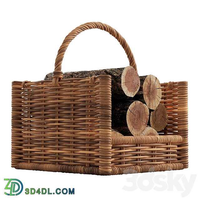 Round Rattan Log Basket Other decorative objects 3D Models